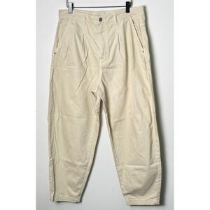 ZARA Cream Pleated Wide Leg Pants Women Size 10 Barrel type tapered